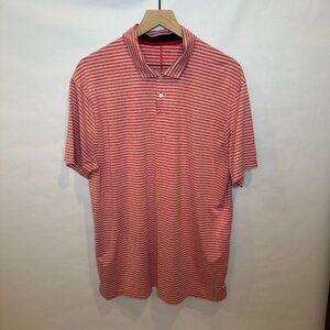 TIGER WOODS Nike Dri-Fit golf performance polo, red and white stripes TW Logo